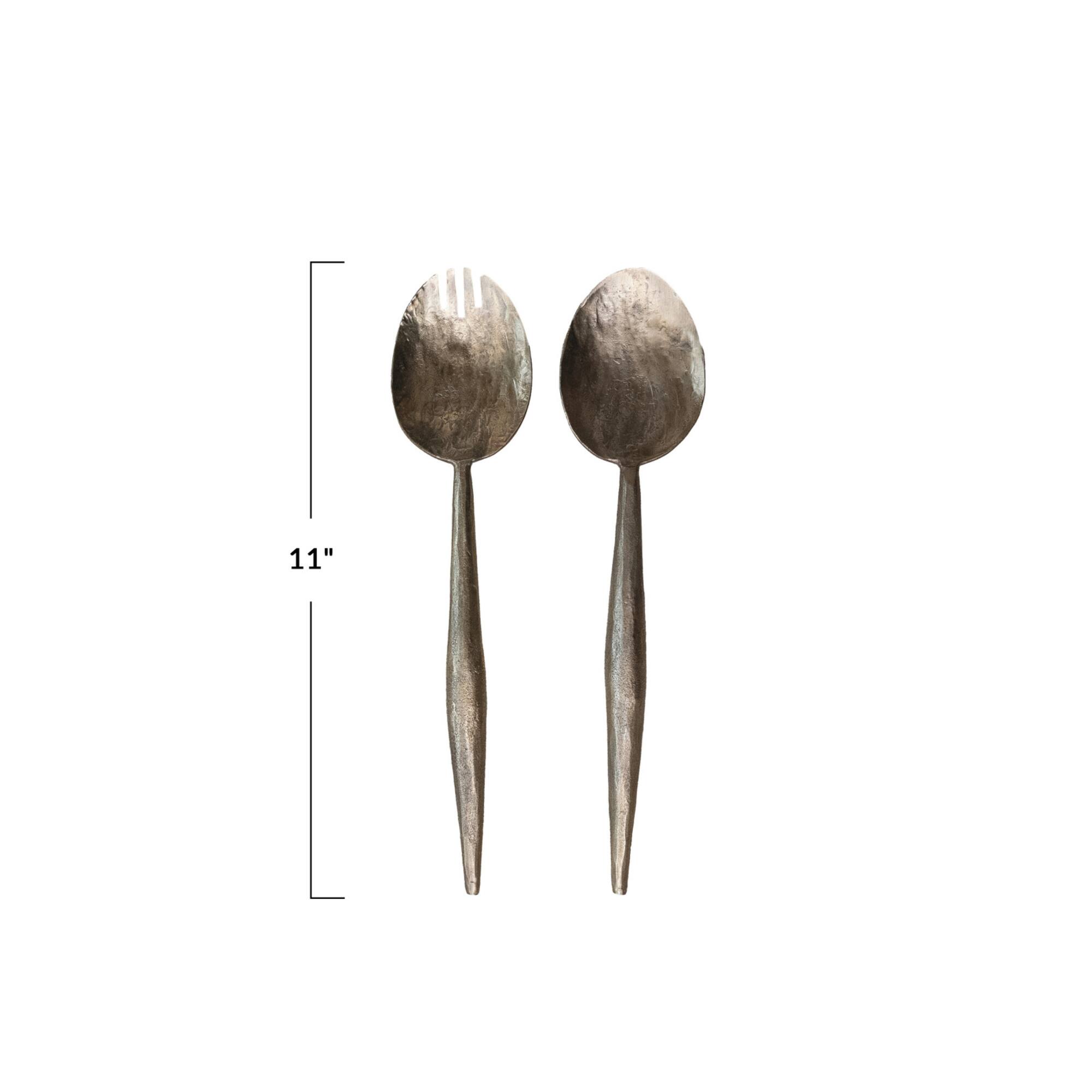 Hello Honey® Gold Electroplated Hand-Forged Metal Salad Server Set